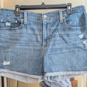 Levi's Blue Rolled-Hem Denim Shorts
